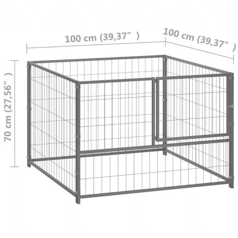 Eu Direct Vidaxl 150792 Vonkajšia Chovateľská Stanica Pre Psov Strieborná 100x100x70 cm Oceľová Klietka Skladacia Šteniatka Mačky Spánková Kovová Ohrádka Cvičebná Panvica Potreby Pre Zvieratá