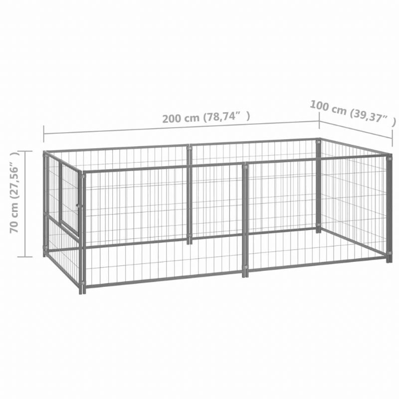 Eu Direct Vidaxl 150793 Vonkajšia Chovateľská Stanica Pre Psov Strieborná 200x100x70 cm Oceľová Klietka Skladacia Šteniatka Mačky Spánková Kovová Ohrádka Cvičebná Panvica Potreby Pre Zvieratá