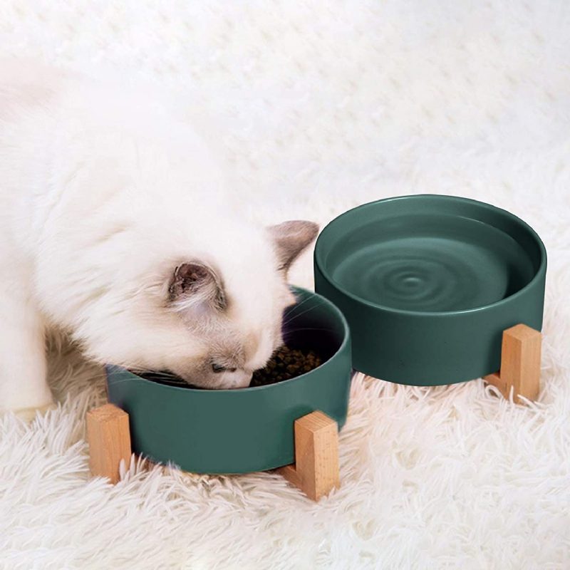 Keramické Dvojité Miskové Kŕmidlo Pre Psov A Mačky S Protišmykovým Dnom Na Vodu