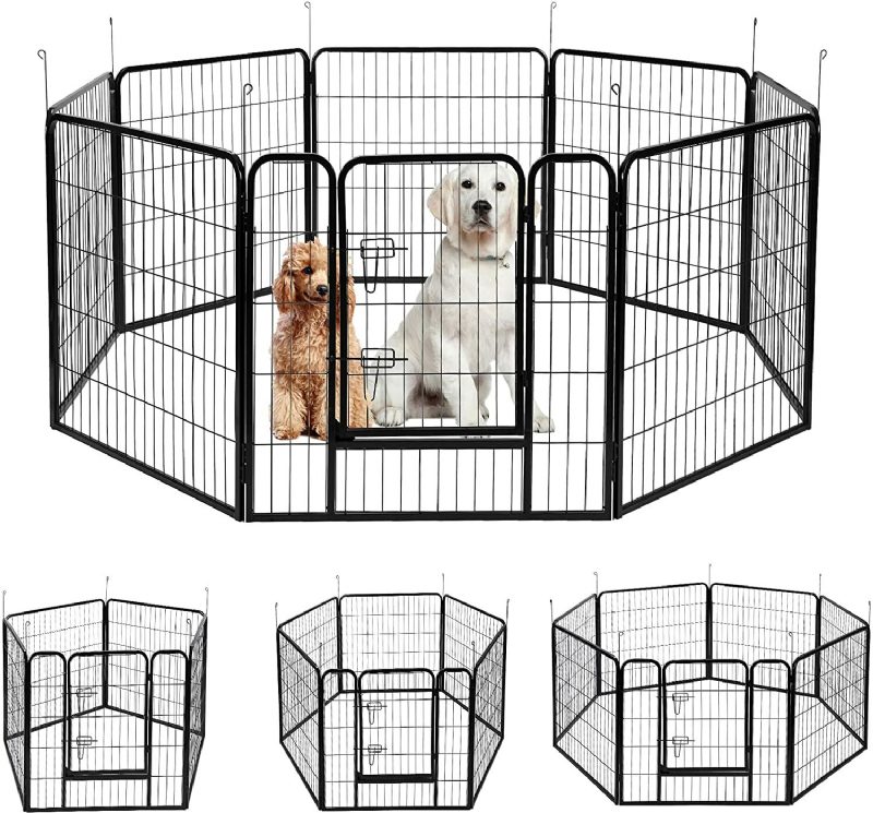 Pawgiant Ohrádka Pre Psov 8 Panelov 40" Výška Rv Ohradník Pre Vonkajšie Ohrádky Na Cvičenie Pre Kovové Tyče Protect Design Palice Skladacia Zábrana S Dvierkami