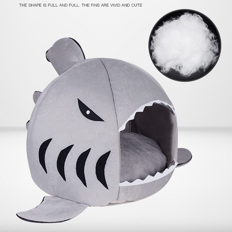 Pets Shark Bed Psy Soft House Cat Cave