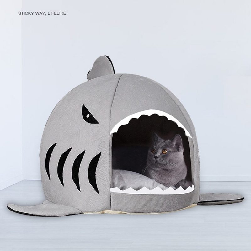 Pets Shark Bed Psy Soft House Cat Cave