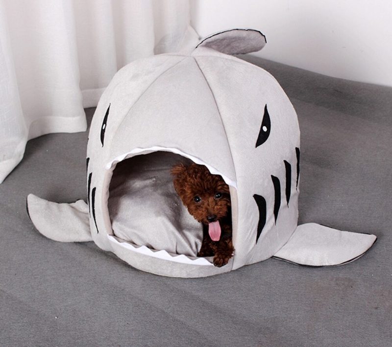 Pets Shark Bed Psy Soft House Cat Cave