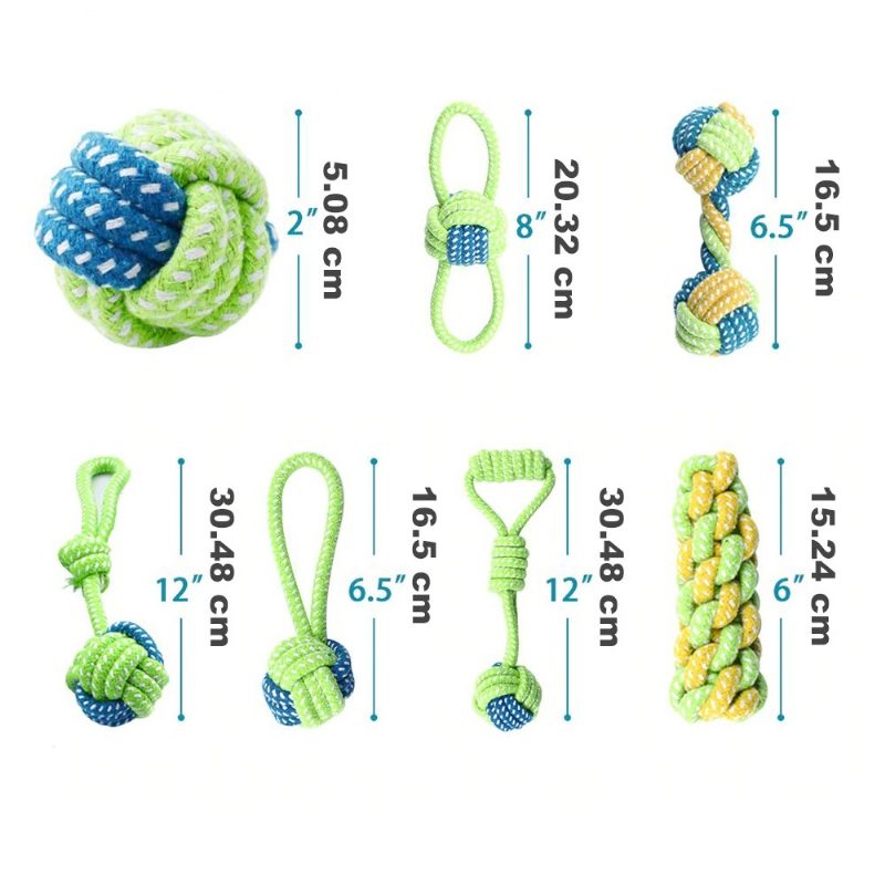 Súprava Žuvacích Hračiek Pre Psov 7 Kusov Interaktívnych Na Čistenie Zubov S Guľôčkovým Lanom