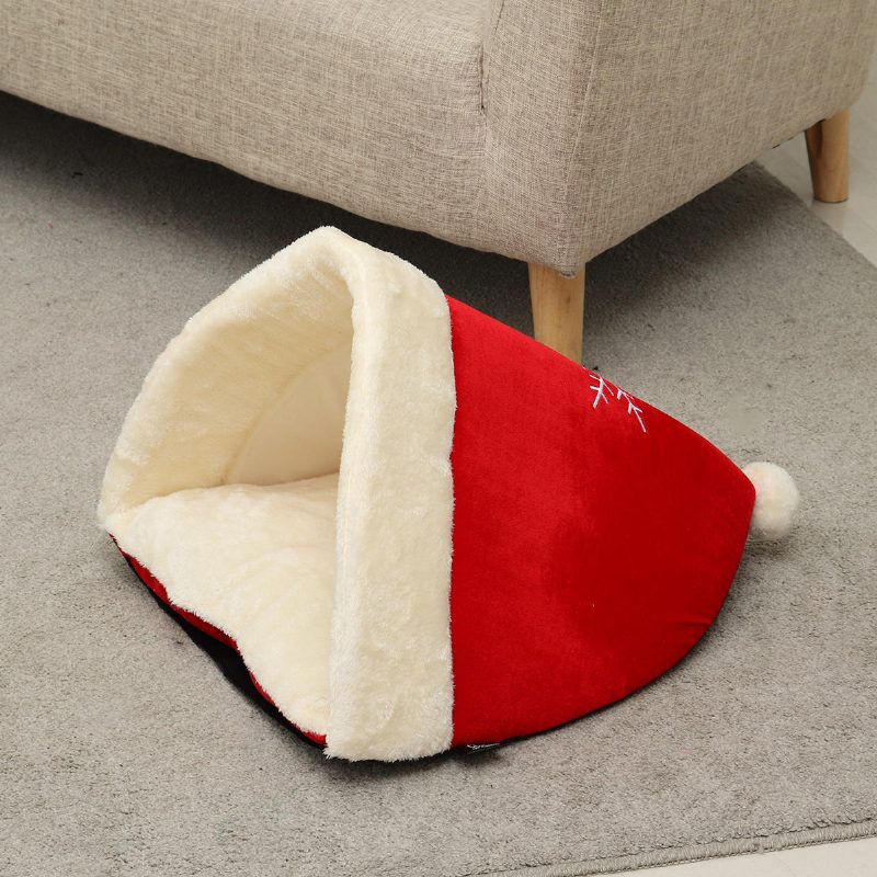 Vianočná Čiapka Pet Nest Bed Soft Warm Cave House Spací Vak Pre Domáceho Maznáčika