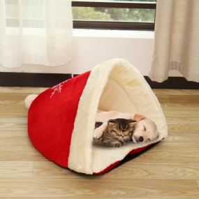 Vianočná Čiapka Pet Nest Bed Soft Warm Cave House Spací Vak Pre Domáceho Maznáčika