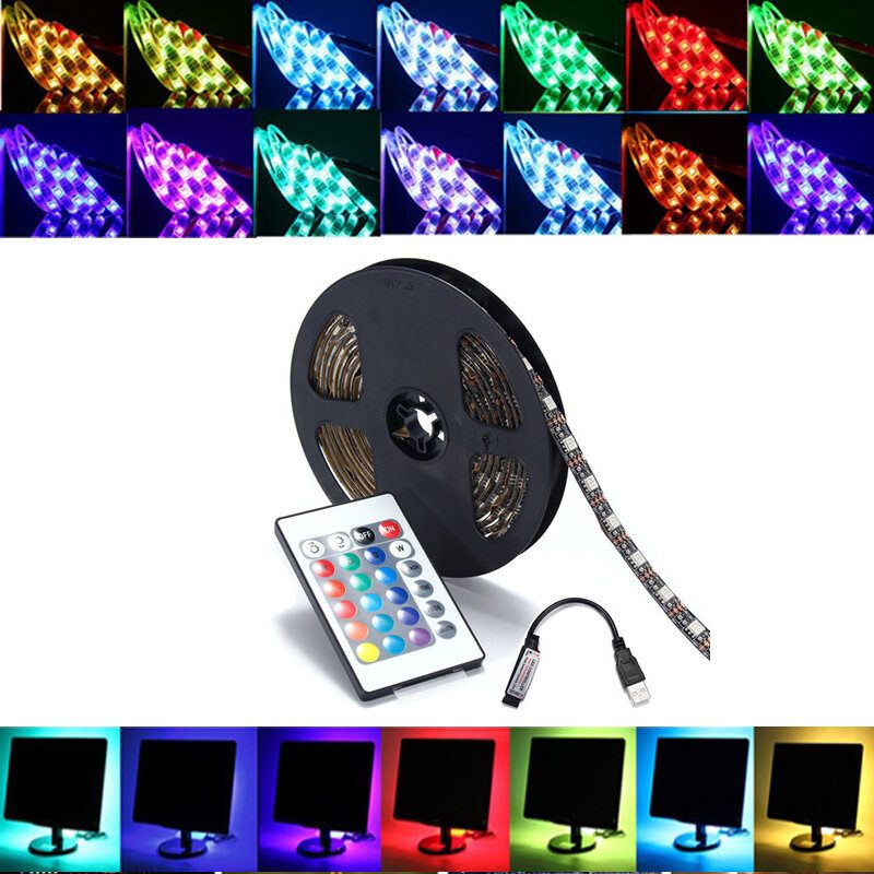 0.5/1/2/3/4/5m Smd5050 Rgb Led Pásik So Súpravou Na Podsvietenie Tv + Diaľkové Ovládanie Usb Dc5v