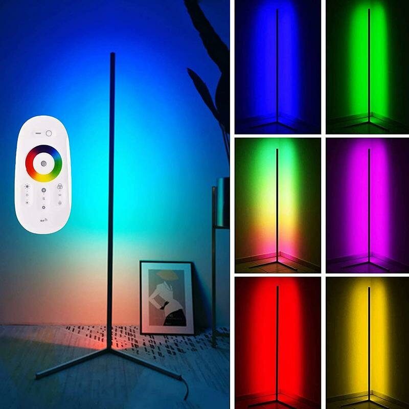 1.1/1.4/1.6m Rgb Rohová Podlahová Lampa Moderné Farebné Diaľkové Minimalistické Stojace Led Svetlo