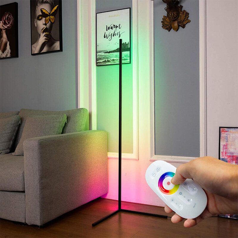 1.1/1.4/1.6m Rgb Rohová Podlahová Lampa Moderné Farebné Diaľkové Minimalistické Stojace Led Svetlo