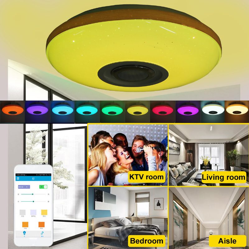 120w Led Stropná Lampa Bluetooth Hudobný Reproduktor Stmievateľné Diaľkové Ovládanie Rgb Svetla