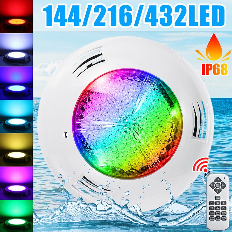 12v 114/216/432led Rgb Podvodné Bazénové Svetlo Ip68 S Diaľkovým Ovládaním Fontánové