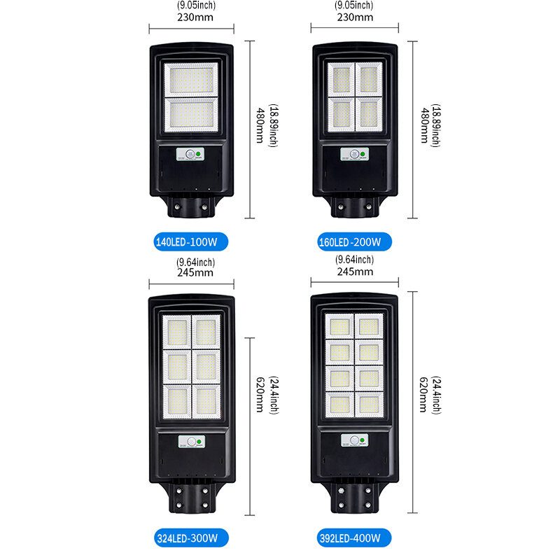 140/160/324/392led 100/200/300/400w Led Solárny Panel Pouličné Osvetlenie Pir Nástenné Svietidlo So Senzorom Pohybu + Vzdialený Domov