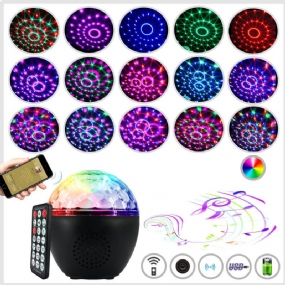 16 Farieb Bluetooth Reproduktor Disco Guľa Mini Hudba Zvuková Scéna Svetlo Diaľkové Ovládanie Prenosný Projektor Klubová Párty