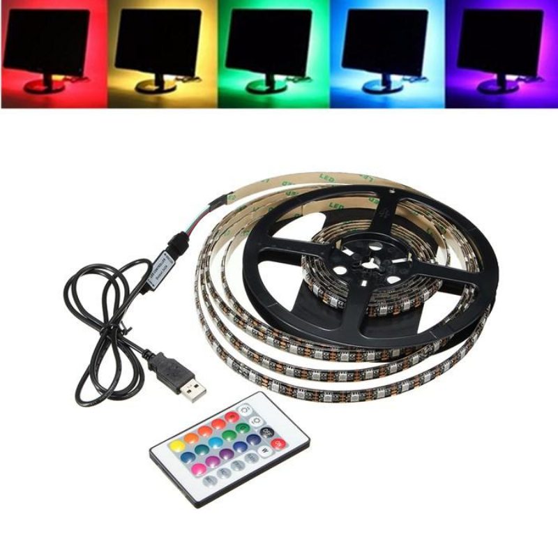 1m 2m 3m 4m Vodotesný 5050 Rgb Led Pásik S Podsvietením Tv Podsvietenia + Diaľkové Ovládanie S 24 Kľúčmi