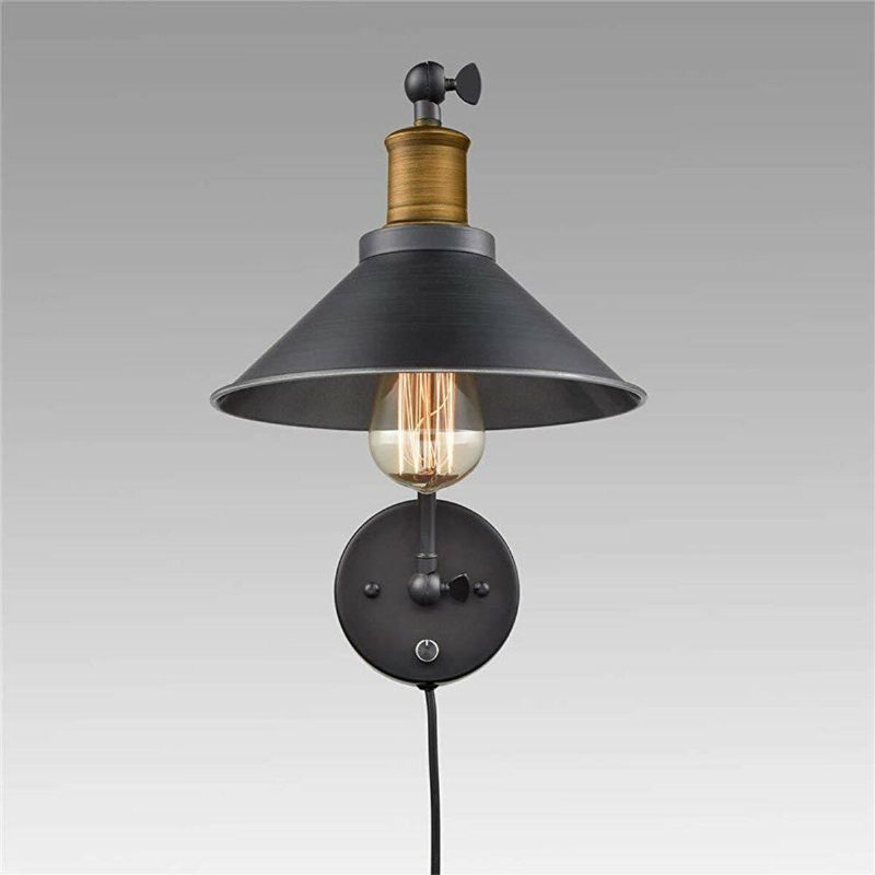 1pcs/2pcs 60w 110v Americká Zástrčka Priemyselná Čierna Nástenná Lampa S Nastaviteľným Uhlom Otočného Ramena Vintage Montáž