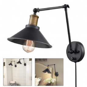 1pcs/2pcs 60w 110v Americká Zástrčka Priemyselná Čierna Nástenná Lampa S Nastaviteľným Uhlom Otočného Ramena Vintage Montáž