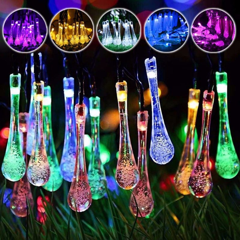 20m 200 Led Solárna Kvapka Vody Fairy String Light Garden Party Vianočná Dekorácia