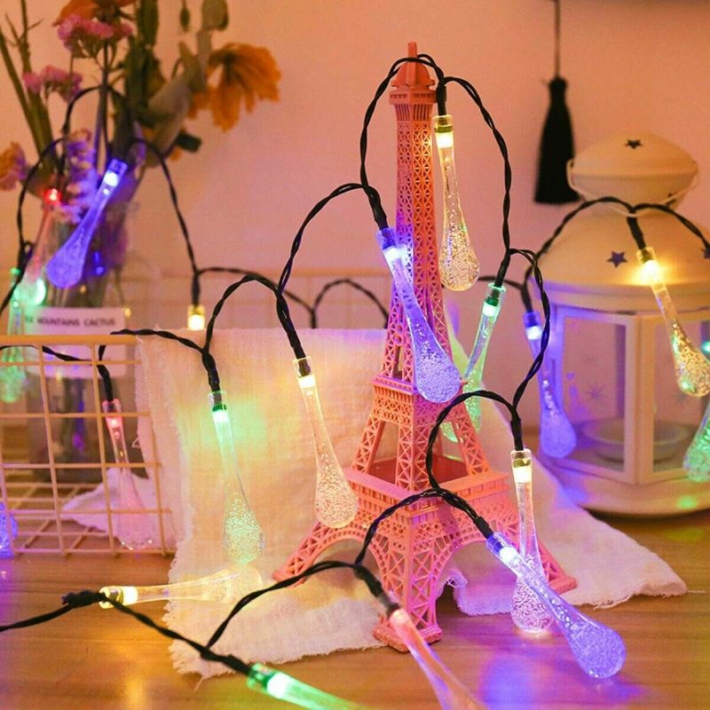 20m 200 Led Solárna Kvapka Vody Fairy String Light Garden Party Vianočná Dekorácia