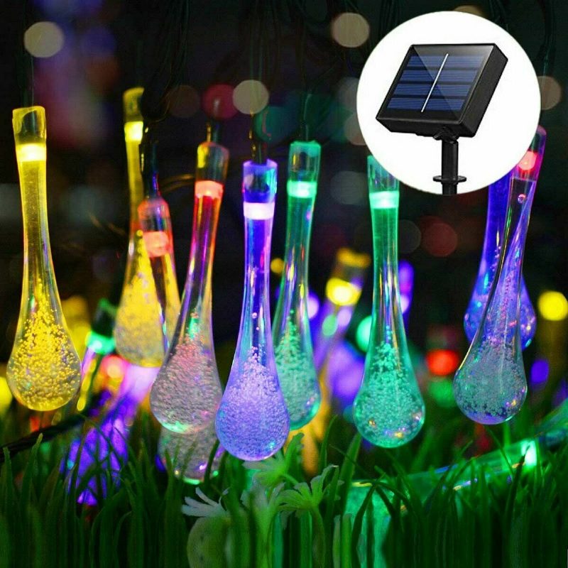 20m 200 Led Solárna Kvapka Vody Fairy String Light Garden Party Vianočná Dekorácia