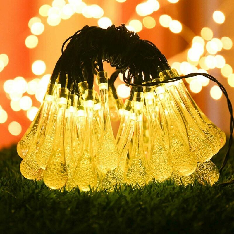 20m 200 Led Solárna Kvapka Vody Fairy String Light Garden Party Vianočná Dekorácia