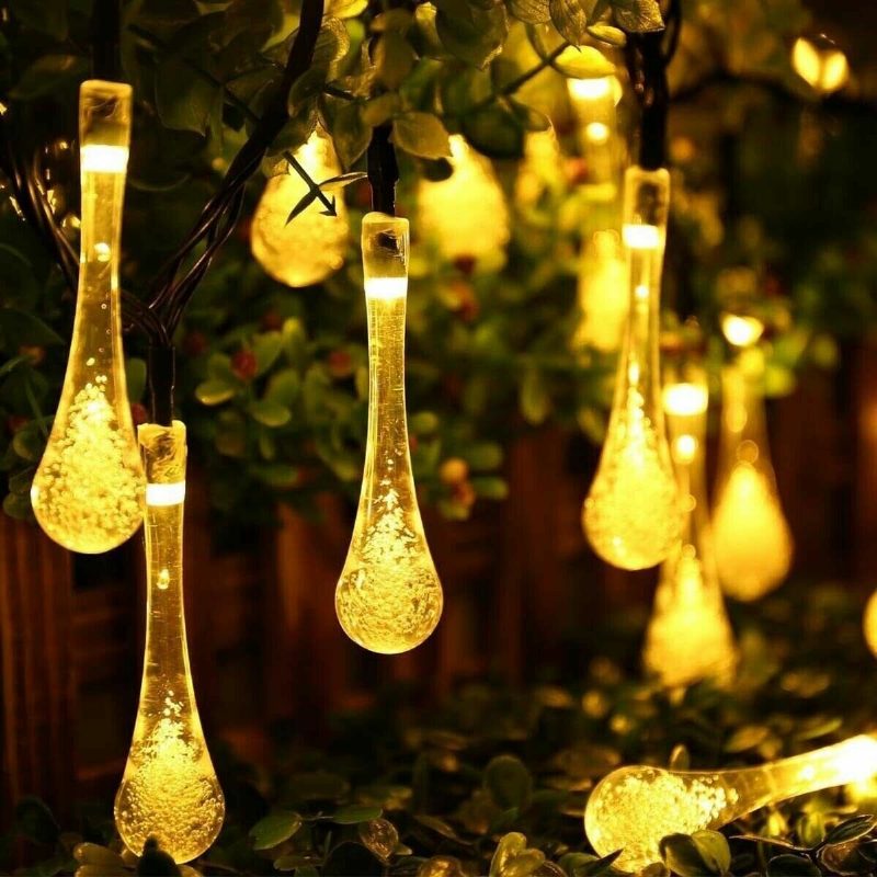 20m 200 Led Solárna Kvapka Vody Fairy String Light Garden Party Vianočná Dekorácia