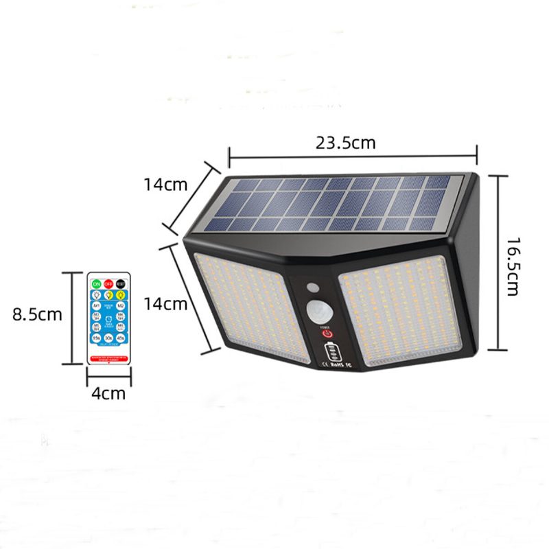 20w 360led Vodotesné Solárne Svetlo Ľudský Senzor Vonkajšia Záhradná Bezpečnostná Nástenná Lampa + Diaľkové Ovládanie