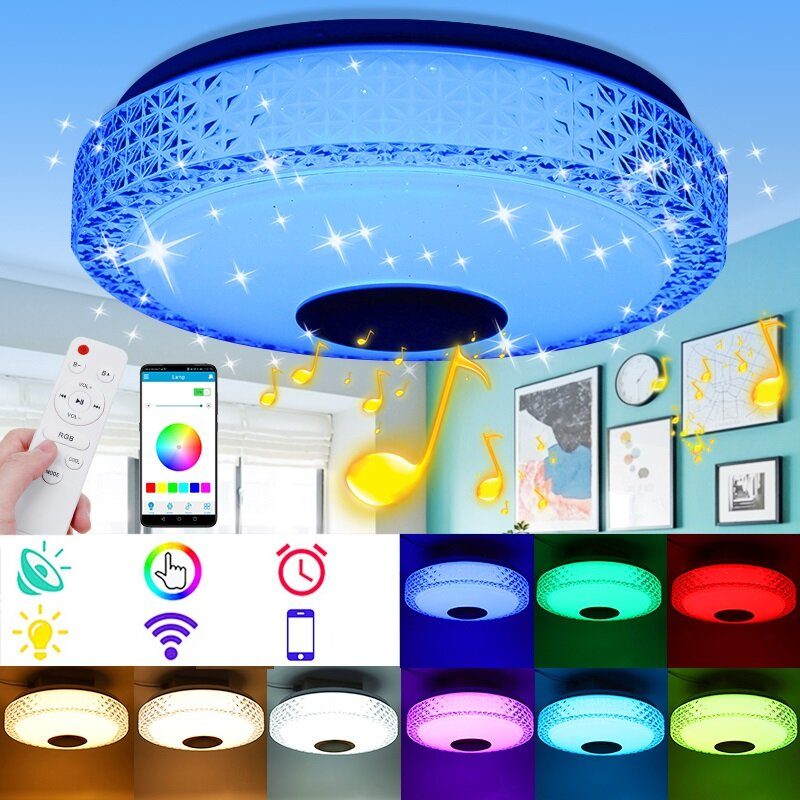 220 V Rgb Led Hudobné Stropné Svietidlo Stmievateľné Bluetooth App + Diaľkové Ovládanie Kuchynská Spálňa