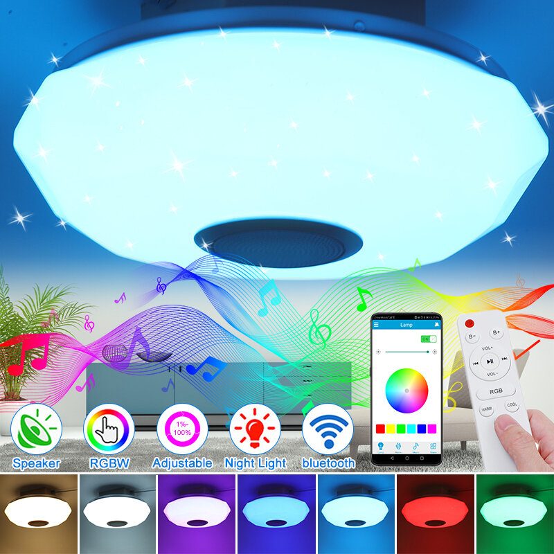 220v Led Rgb Stropné Svetlo 3000-6500k Stmievateľná Akrylová Hudobná Lampa Bluetooth Diaľkové Ovládanie