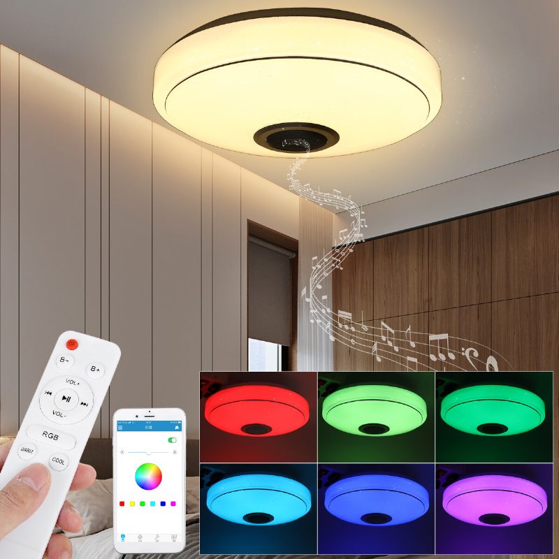 24/36/60w Inteligentné Stropné Led Svietidlo Rgb Bluetooth App Hudobný Reproduktor Stmievateľný 110-220v