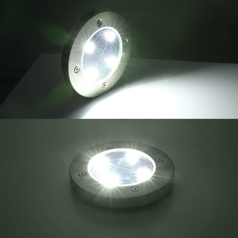 2ks 4led Solárne Osvetlenie Zeme Podlaha Terasa Vonkajšia Záhradná Lampa Na Trávnik