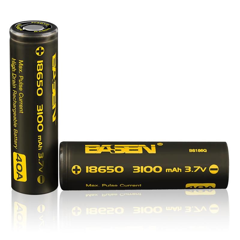 2ks Basen Bs186q 18650 3100mah 3.7v 40a Plochá Nabíjateľná Lítium-iónová Batéria S Vysokým Odberom