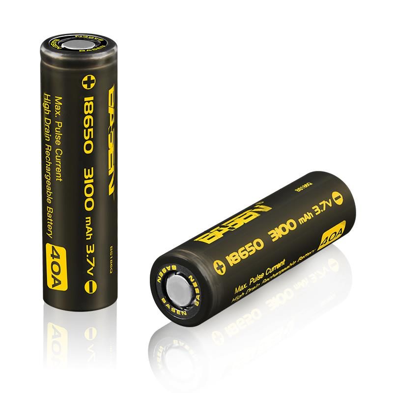 2ks Basen Bs186q 18650 3100mah 3.7v 40a Plochá Nabíjateľná Lítium-iónová Batéria S Vysokým Odberom