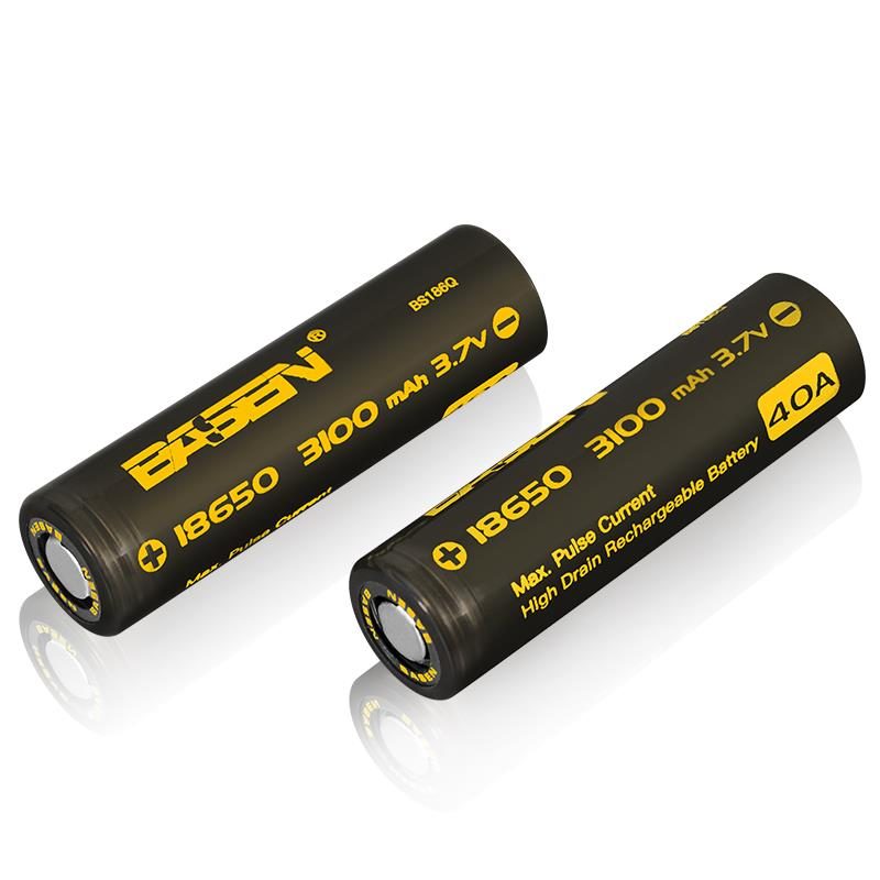 2ks Basen Bs186q 18650 3100mah 3.7v 40a Plochá Nabíjateľná Lítium-iónová Batéria S Vysokým Odberom