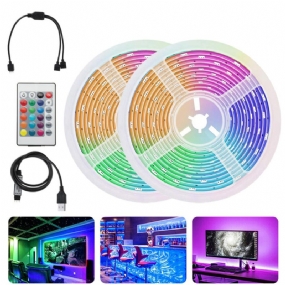 2x5m 2835 Smd Nevodotesný Rgb Led Pásik + 24 Kláves Diaľkové Ovládanie Ktv Hotelový Bar Podsvietenie Domáceho Televízora