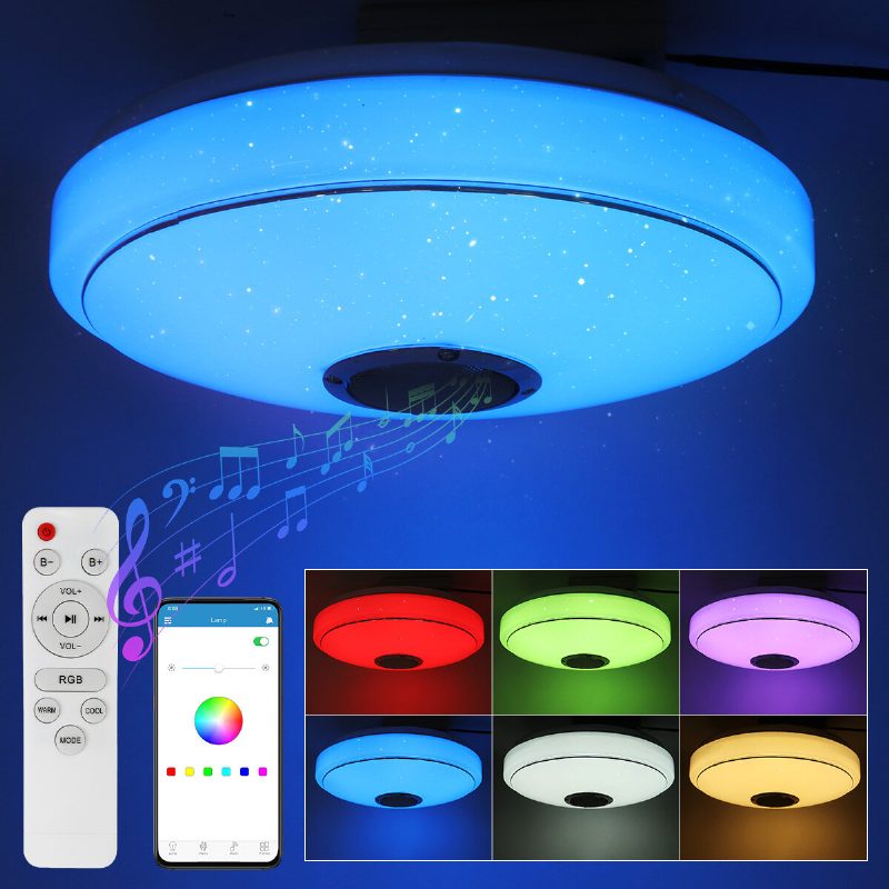 30 cm 36w Rgbw Led Stropná Lampa S Diaľkovým Ovládaním Bluetooth Reproduktor S Nočnej Lampy Do Spálne Dekoratívne Na Domácu Párty 220v