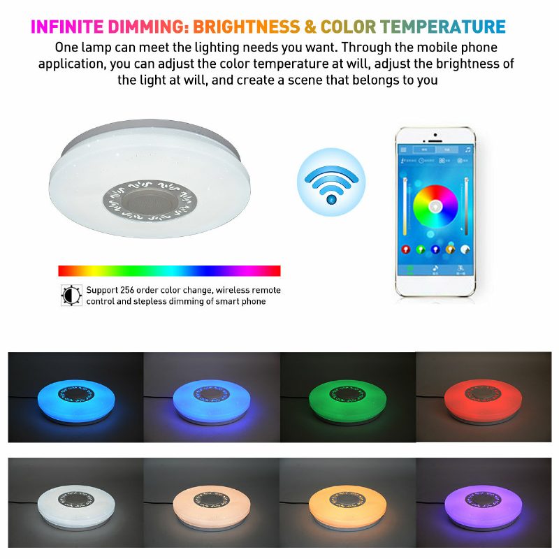 34cm Rgb Led Hudobné Stropné Svietidlá Osvetlenie Domácnosti App Bluetooth Svetlo Spálňové Inteligentné Svietidlo + Diaľkové Ovládanie