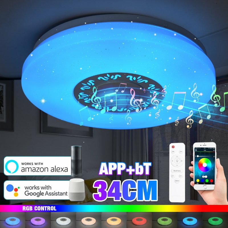 34cm Rgb Led Hudobné Stropné Svietidlá Osvetlenie Domácnosti App Bluetooth Svetlo Spálňové Inteligentné Svietidlo + Diaľkové Ovládanie