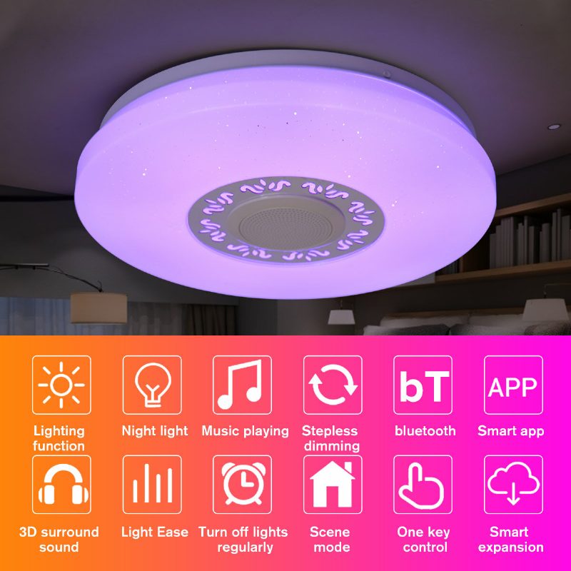 34cm Rgb Led Hudobné Stropné Svietidlá Osvetlenie Domácnosti App Bluetooth Svetlo Spálňové Inteligentné Svietidlo + Diaľkové Ovládanie