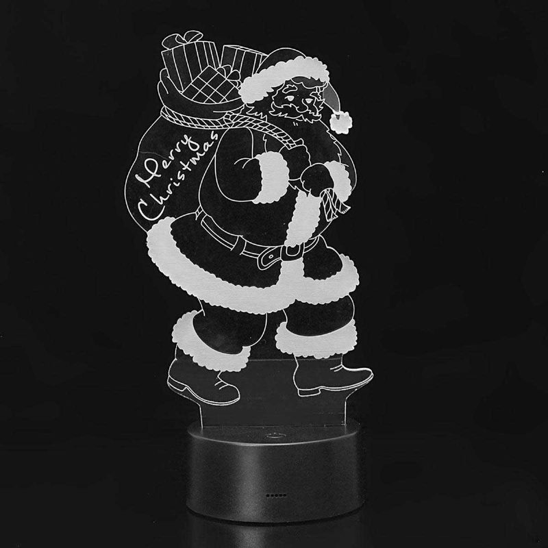 3d Led Farebné Vianočné Santa Claus Dotykové Ovládanie Lampy Dekor Darčekové Nočné Svetlo