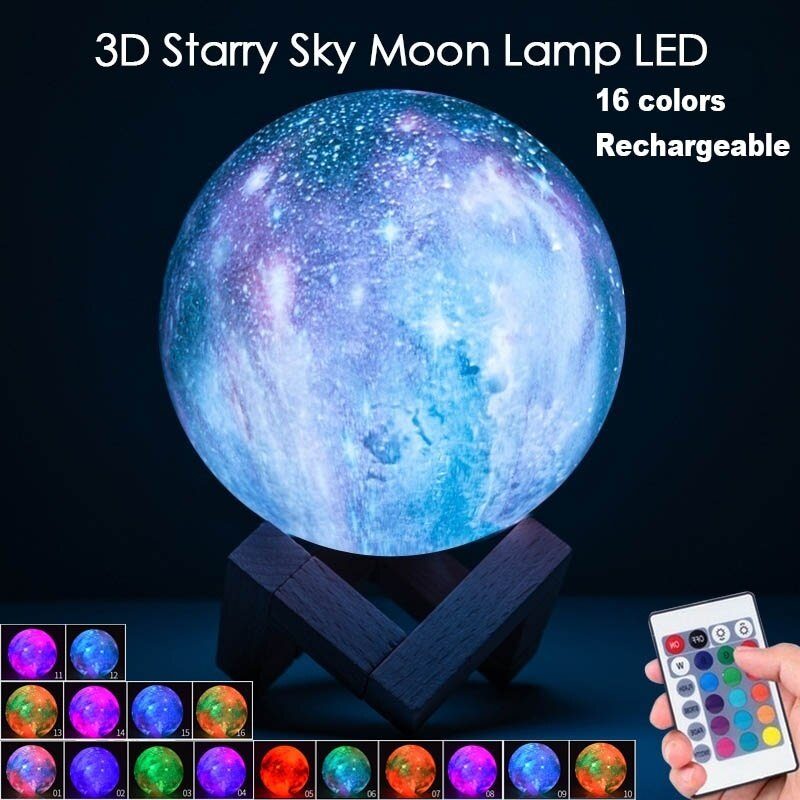 3d Magická Lunárna Mesačná Lampa Usb Led Nočné Svetlo Dotykový Senzor Galaxy Sky Moonlight