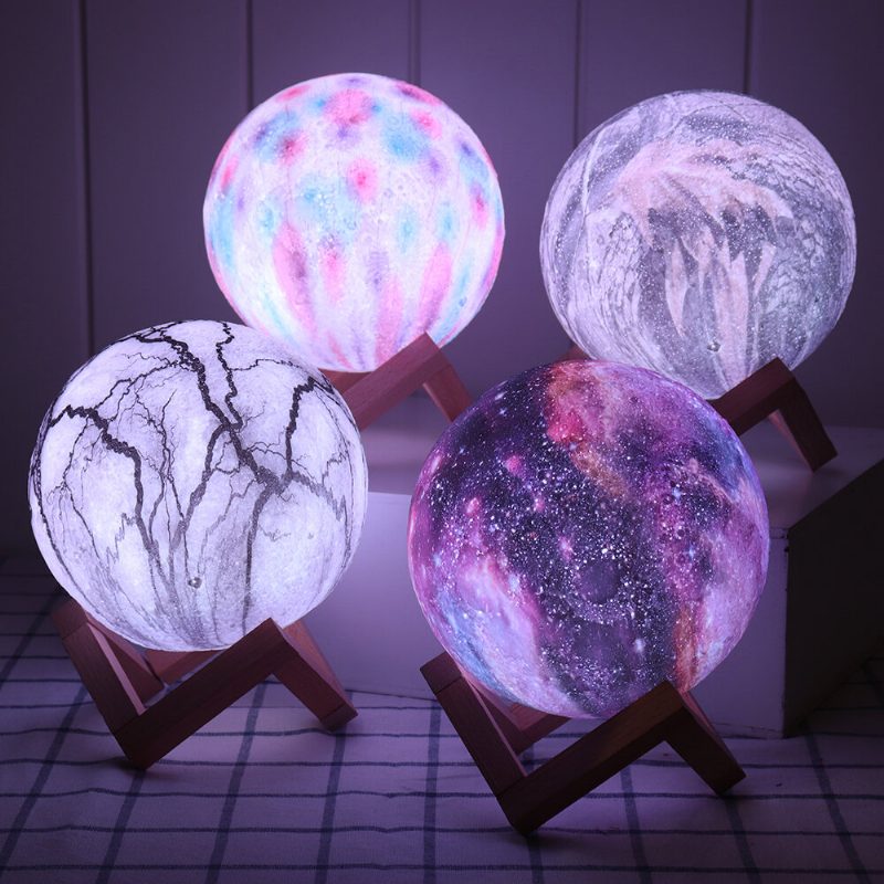 3d Tlač Moon Lamp Space Led Nočné Svetlo Diaľkové Ovládanie / Touch/ Pat Control Usb Charging Valentine Gift