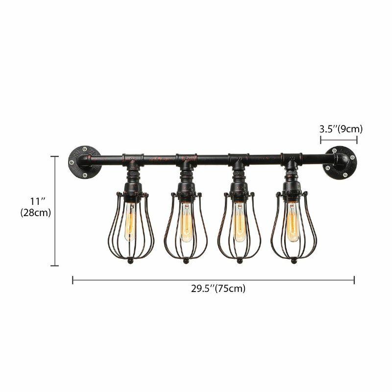 4 Hlavice E27 Retro Industriálny Štýl Nástenné Svietidlo Na Vodovodnú Fajku Dekorácia Domáceho Svietidla