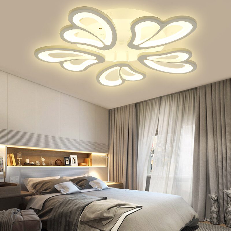 5 Hlavová Moderná Stropná Lampa + Diaľkové Ovládanie Ac 110-220 V Obývacia Izba Spálňa Pracovňa Svetlo