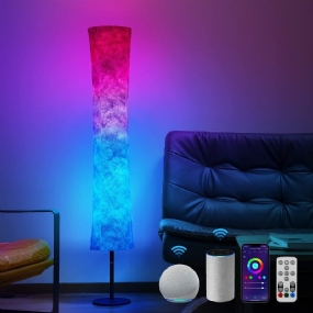 58-palcová Moderná Stojaca Led Lampa S Jemným Svetlom Rgb Farba Meniaca Látkové Tienidlo App + Diaľkové Ovládanie