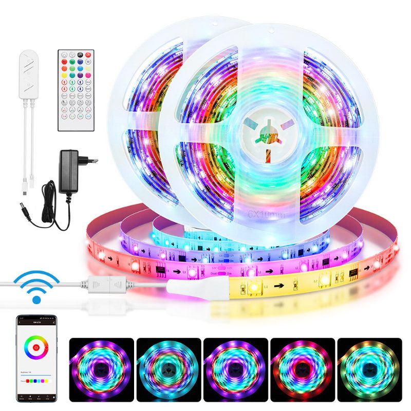 5m/10m Vstavaný Ic Smart Wi-fi Rgb Magický Led Pásik Svetlo+40kľúčové Ir Diaľkové Ovládanie Spolupráca S Alexa Google Assistant Vianočné Ozdoby Výpredaj Osvetlenie