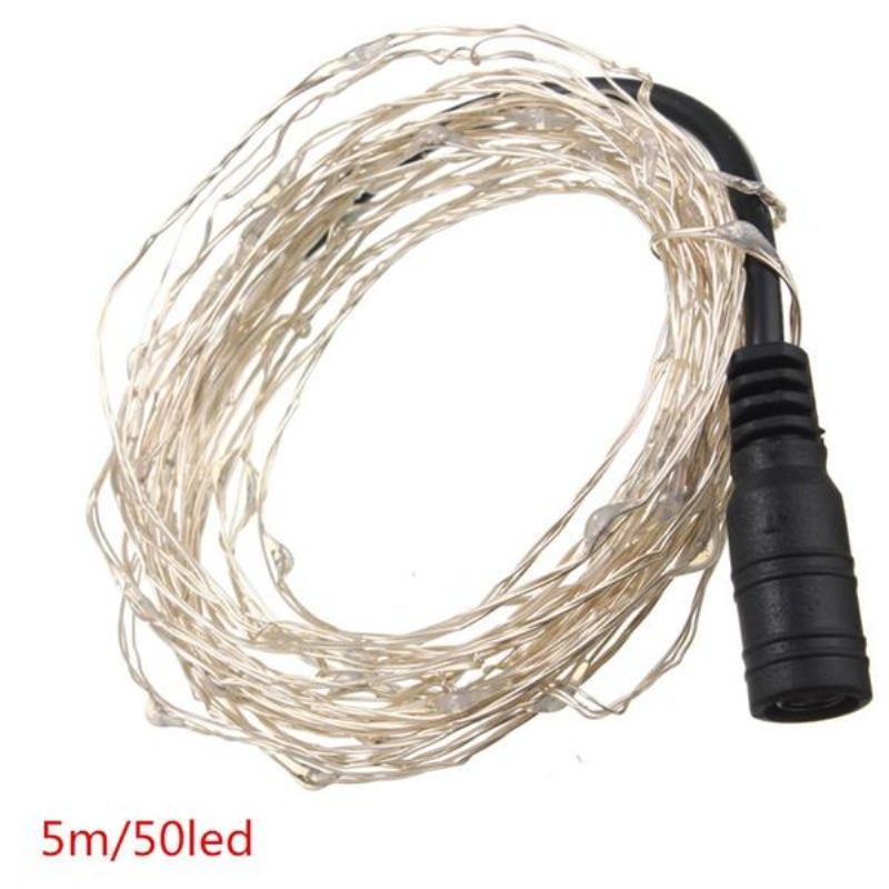 5m 50 Led Medený Drôt Vianočný Vonkajší Reťazec Fairy Light Vodotesný Dc12v