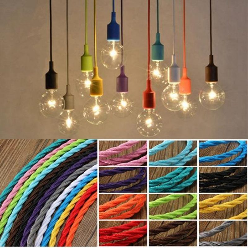 5m Vintage Farebná Diy Twist Pletená Tkanina Flex Kábel Drôtový Elektrická Svetelná Lampa