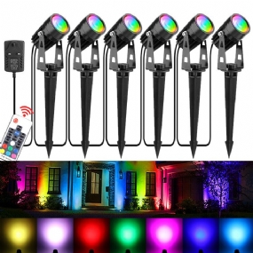 6 Ks Rgb Led Záhradné Bodové Svetlá Vonkajšie Reflektory Landscape Lamp Remote