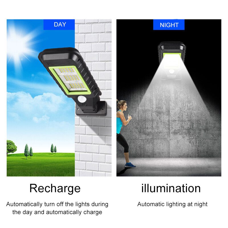 60/72/120/128led Cob Solárne Pouličné Osvetlenie Pir Nástenné Svietidlo S Pohybovým Senzorom + Diaľkové Ovládanie