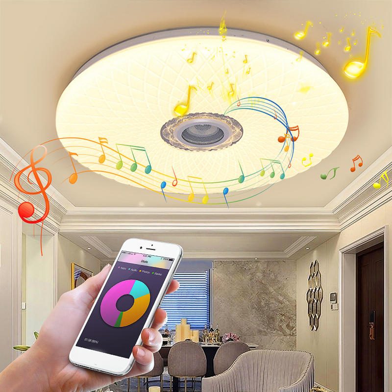 60w Inteligentné Stropné Led Svetlo Rgb Bluetooth Hudobný Reproduktor Stmievateľná Lampa App Remote